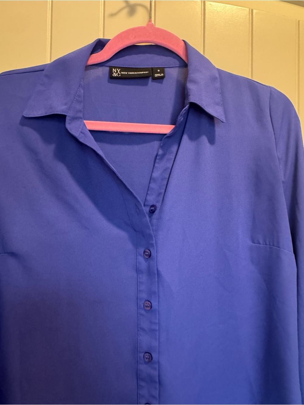 New York & Company Royal Blue Button-Down Shirt